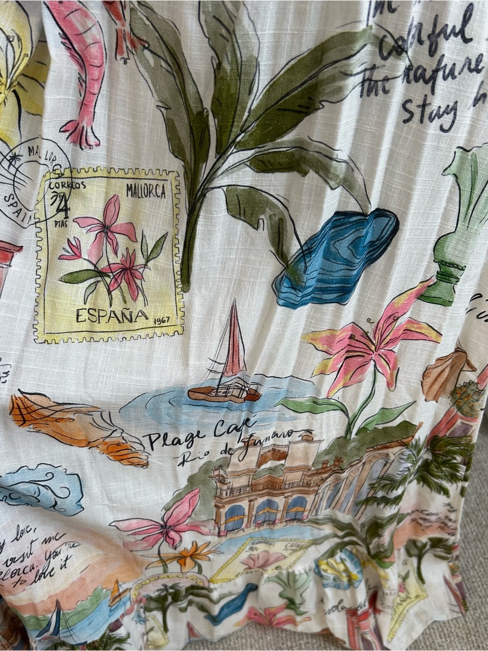 Label of Love Summer Maxi Dress - Multicolor Postcard Print Capri travel dress - Picture 3 of 7
